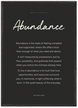 Abundance Word of Intention Framed print A1 (59.4 x 84.1 cm) Black frame Carbon paper