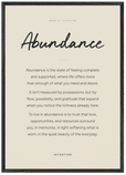 Abundance Word of Intention Framed print A1 (59.4 x 84.1 cm) Black frame Linen paper