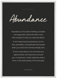 Abundance Word of Intention Framed print A1 (59.4 x 84.1 cm) White frame Carbon paper