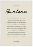Abundance Word of Intention Framed print A1 (59.4 x 84.1 cm) White frame Linen paper