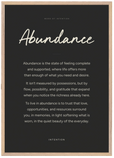 Abundance Word of Intention Framed print A1 (59.4 x 84.1 cm) Wood frame Carbon paper