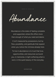 Abundance Word of Intention Framed print 70x100 cm / 28x40″ White frame Carbon paper
