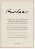 Abundance Word of Intention Framed print 70x100 cm / 28x40″ Wood frame Linen paper