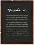 Abundance Word of Intention Framed print 13x18 cm / 5x7″ Dark wood frame Carbon paper