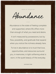 Abundance Word of Intention Framed print 13x18 cm / 5x7″ Dark wood frame Linen paper