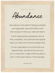 Abundance Word of Intention Framed print 13x18 cm / 5x7″ Wood frame Linen paper
