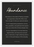 Abundance Word of Intention Framed print 21x29.7 cm / 8x12" White frame Carbon paper