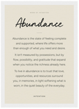Abundance Word of Intention Framed print 21x29.7 cm / 8x12" White frame Linen paper
