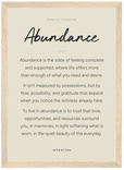 Abundance Word of Intention Framed print 21x29.7 cm / 8x12" Wood frame Linen paper