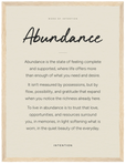 Abundance Word of Intention Framed print 30x40 cm / 12x16″ Wood frame Linen paper
