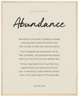 Abundance Word of Intention Framed print 40x50 cm / 16x20″ Wood frame Linen paper