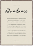 Abundance Word of Intention Framed print 50x70 cm / 20x28″ Dark wood frame Linen paper