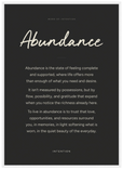 Abundance Word of Intention Framed print 50x70 cm / 20x28″ White frame Carbon paper