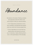 Abundance Word of Intention Framed print 50x70 cm / 20x28″ White frame Linen paper