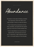 Abundance Word of Intention Framed print 50x70 cm / 20x28″ Wood frame Carbon paper