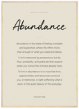 Abundance Word of Intention Framed print 50x70 cm / 20x28″ Wood frame Linen paper