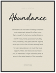 Abundance Word of Intention Framed print 60x80 cm / 24x32″ Black frame Linen paper