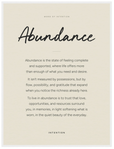 Abundance Word of Intention Framed print 60x80 cm / 24x32″ White frame Linen paper