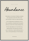 Abundance Word of Intention Framed print 70x100 cm / 28x40″ Black frame Linen paper