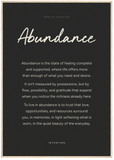 Abundance Word of Intention Framed print 70x100 cm / 28x40″ Wood frame Carbon paper