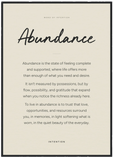 Abundance Word of Intention Framed print A1 (59.4 x 84.1 cm) Black frame Carbon paper