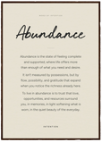 Abundance Word of Intention Framed print A1 (59.4 x 84.1 cm) Dark wood frame Carbon paper