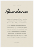 Abundance Word of Intention Framed print A1 (59.4 x 84.1 cm) White frame Linen paper