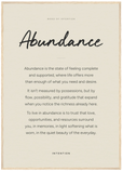 Abundance Word of Intention Framed print A1 (59.4 x 84.1 cm) Wood frame Carbon paper