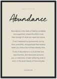 Abundance Word of Intention Framed print A2 (42 x 59.4 cm) Black frame Linen paper
