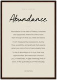 Abundance Word of Intention Framed print A2 (42 x 59.4 cm) Dark wood frame Carbon paper