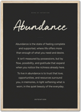 Abundance Word of Intention Framed print A2 (42 x 59.4 cm) Wood frame Carbon paper