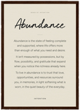 Abundance Word of Intention Framed print A3 (29.7 x 42 cm) Dark wood frame Linen paper
