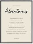 Adventurous Word of Intention Framed print 60x80 cm / 24x32″ Black frame Linen paper
