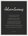 Adventurous Word of Intention Framed print 60x80 cm / 24x32″ White frame Carbon paper