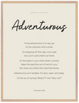 Adventurous Word of Intention Framed print 60x80 cm / 24x32″ Wood frame Linen paper