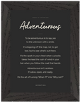 Adventurous Word of Intention Framed print 13x18 cm / 5x7″ Black frame Carbon paper