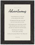 Adventurous Word of Intention Framed print 13x18 cm / 5x7″ Black frame Linen paper