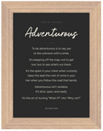 Adventurous Word of Intention Framed print 13x18 cm / 5x7″ Wood frame Carbon paper