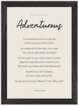 Adventurous Word of Intention Framed print 21x29.7 cm / 8x12" Black frame Linen paper