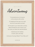 Adventurous Word of Intention Framed print 21x29.7 cm / 8x12" Wood frame Linen paper