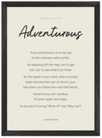 Adventurous Word of Intention Framed print A3 (29.7 x 42 cm) Black frame Linen paper
