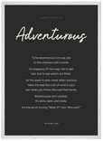 Adventurous Word of Intention Framed print 50x70 cm / 20x28″ White frame Carbon paper