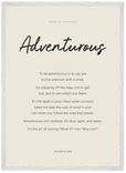 Adventurous Word of Intention Framed print 50x70 cm / 20x28″ White frame Linen paper