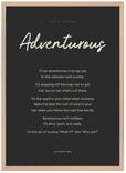Adventurous Word of Intention Framed print 50x70 cm / 20x28″ Wood frame Carbon paper