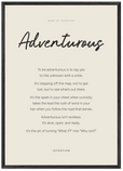 Adventurous Word of Intention Framed print A1 (59.4 x 84.1 cm) Black frame Linen paper