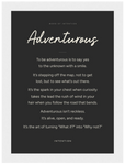 Adventurous Word of Intention Framed print 13x18 cm / 5x7″ White frame Carbon paper