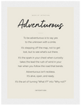 Adventurous Word of Intention Framed print 13x18 cm / 5x7″ White frame Linen paper