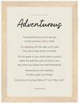 Adventurous Word of Intention Framed print 13x18 cm / 5x7″ Wood frame Linen paper