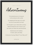 Adventurous Word of Intention Framed print 21x29.7 cm / 8x12" Black frame Linen paper