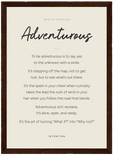 Adventurous Word of Intention Framed print 21x29.7 cm / 8x12" Dark wood frame Linen paper